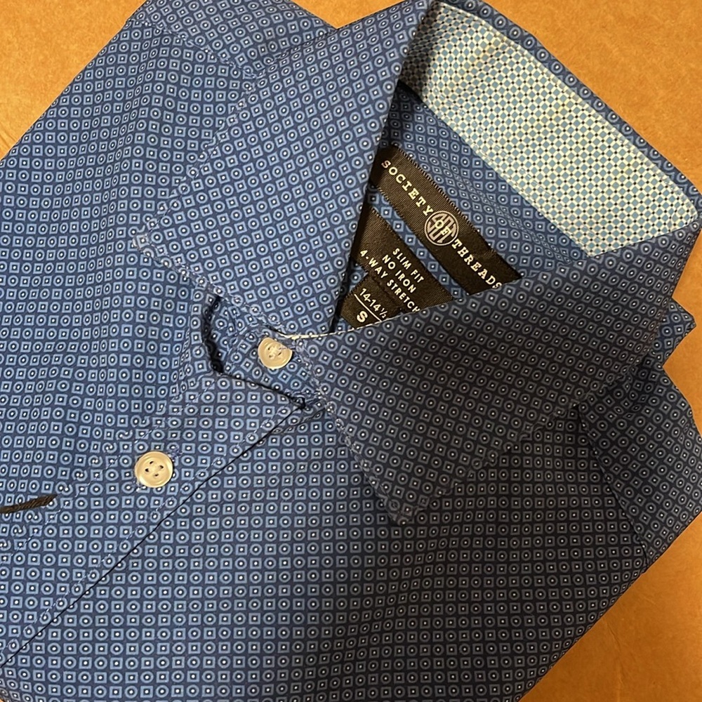 - Society of Threads Slim Fit Long Sleeve Button-Up Shirt Size S 14-14 1/2